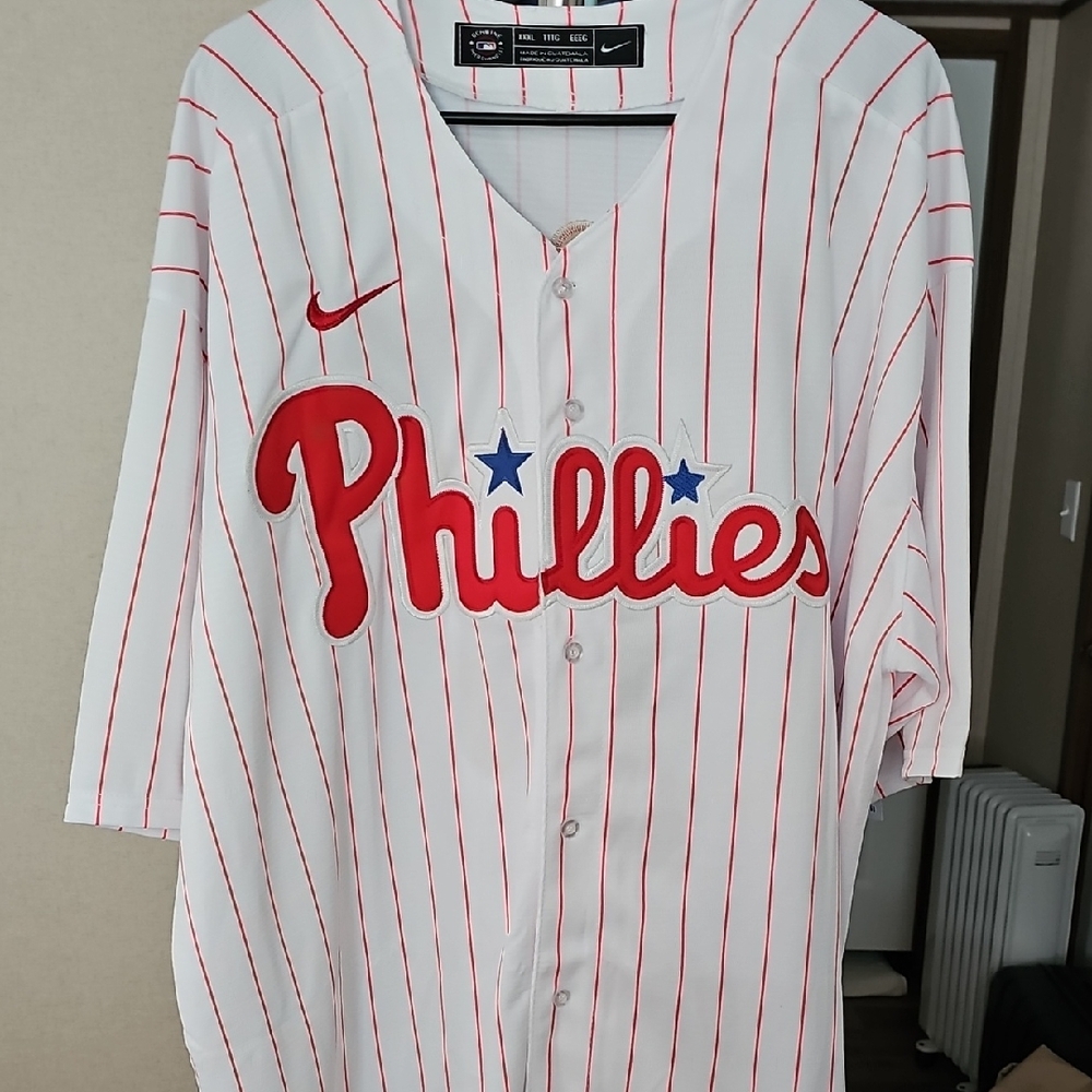 Nike Red and White Phillies Jersey